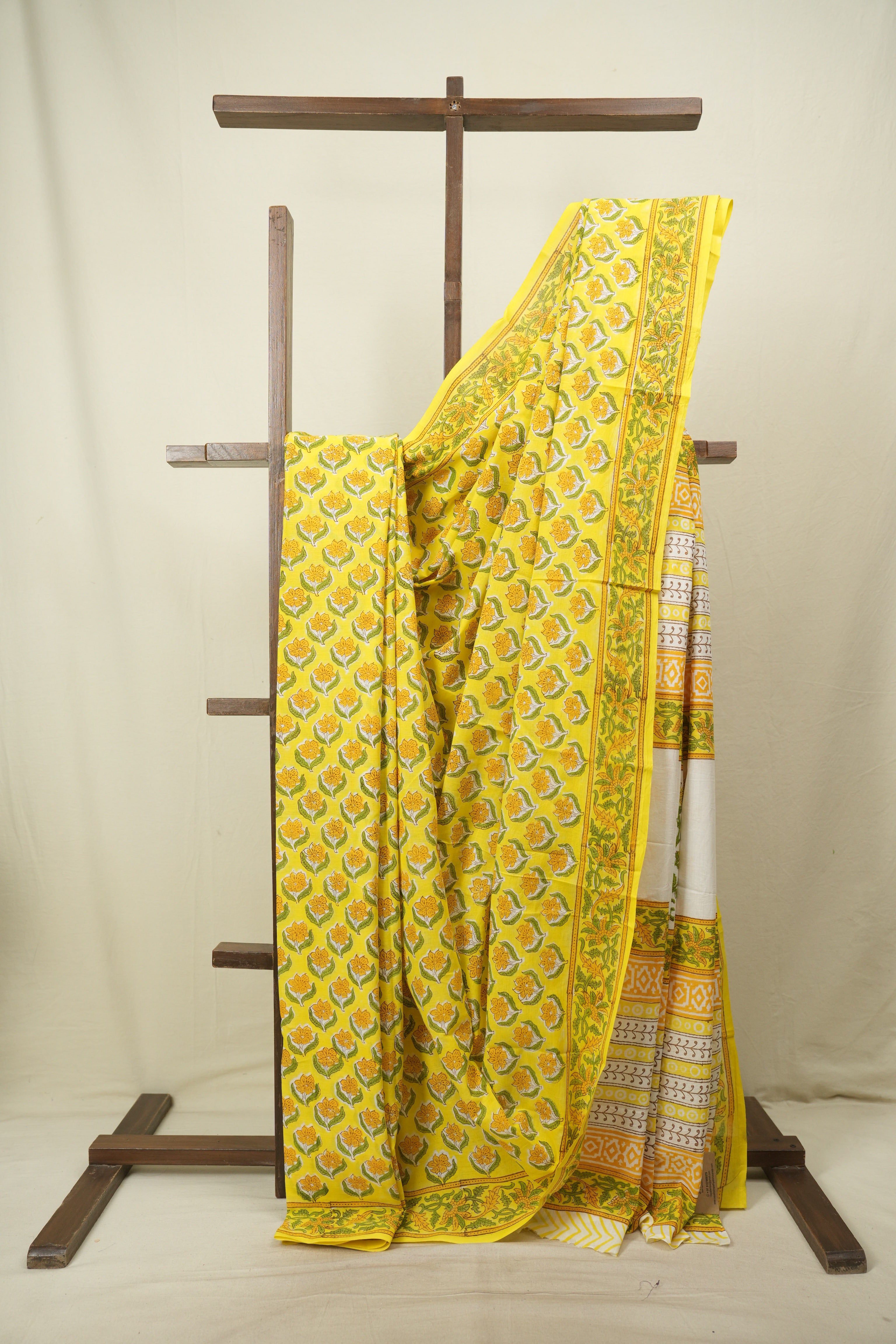Yellow HBP Cotton Saree - SRYCS3735