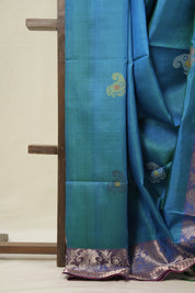 Peacock Blue Mulberry Silk Saree - SRPBMSS10