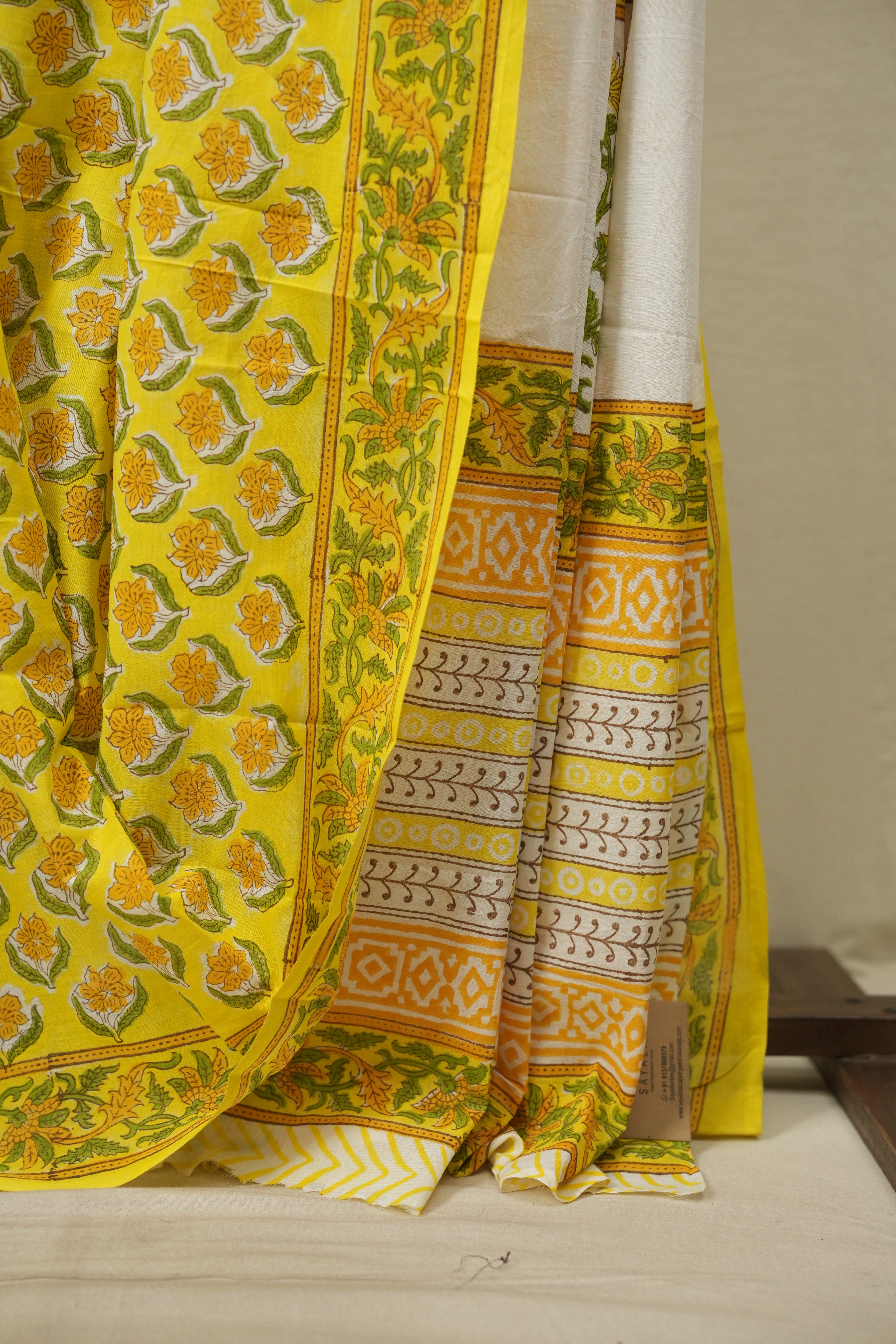 Yellow HBP Cotton Saree - SRYCS3735