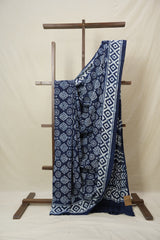 Indigo HBP Cotton Saree - SRICS3221