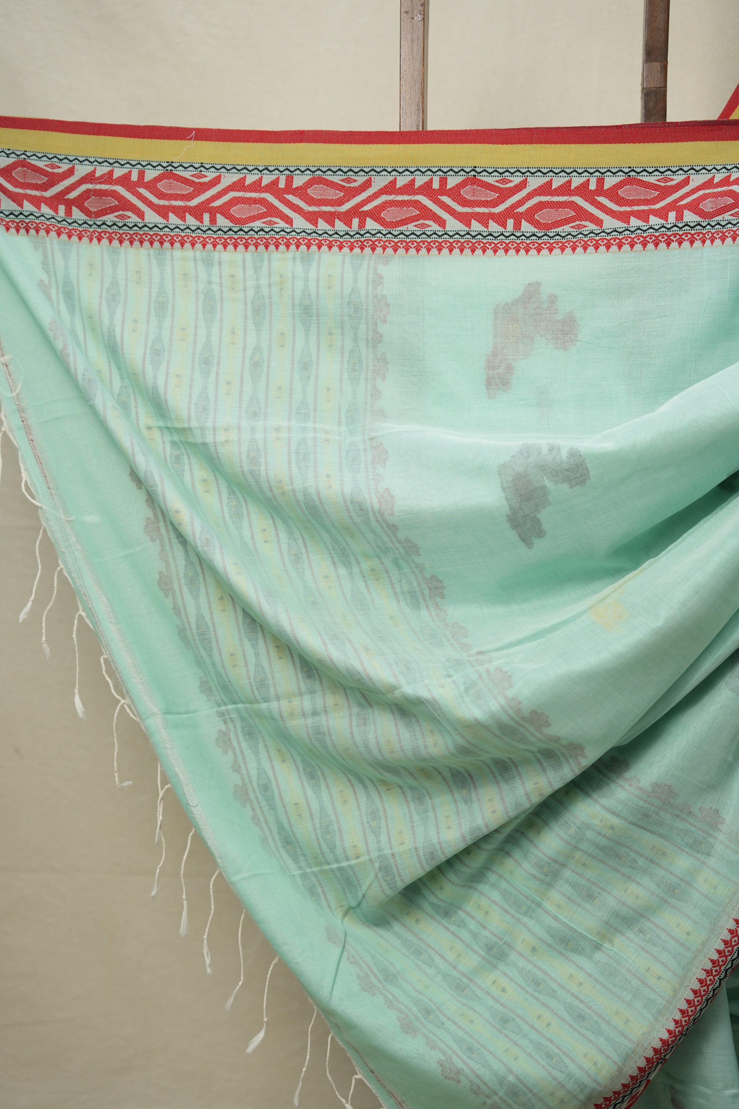 Aqua Bengal Cotton Jamdani Saree - SRABCJS180