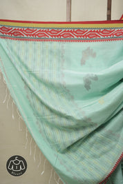 Aqua Bengal Cotton Jamdani Saree - SRABCJS180