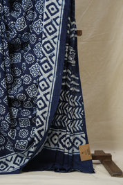 Indigo HBP Cotton Saree - SRICS3221