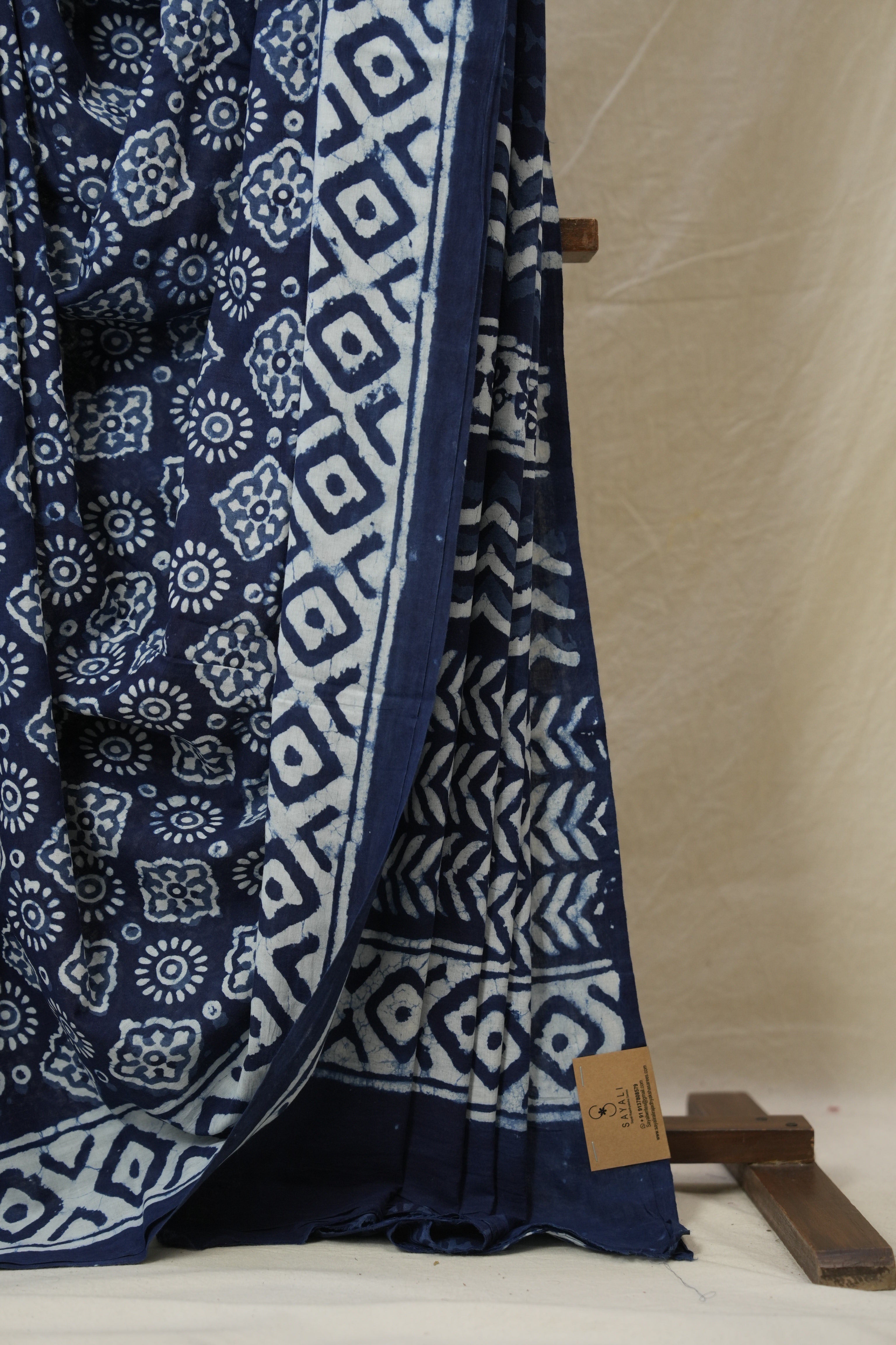 Indigo HBP Cotton Saree - SRICS3221