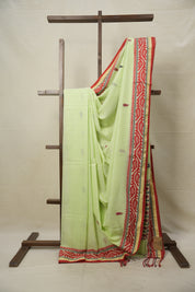 Pista Green Bengal Cotton Jamdani Saree - SRPGBCJS179