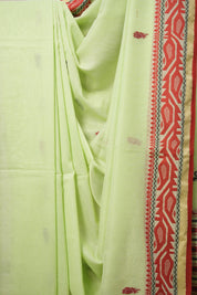 Pista Green Bengal Cotton Jamdani Saree - SRPGBCJS179