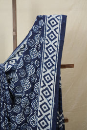 Indigo HBP Cotton Saree - SRICS3221