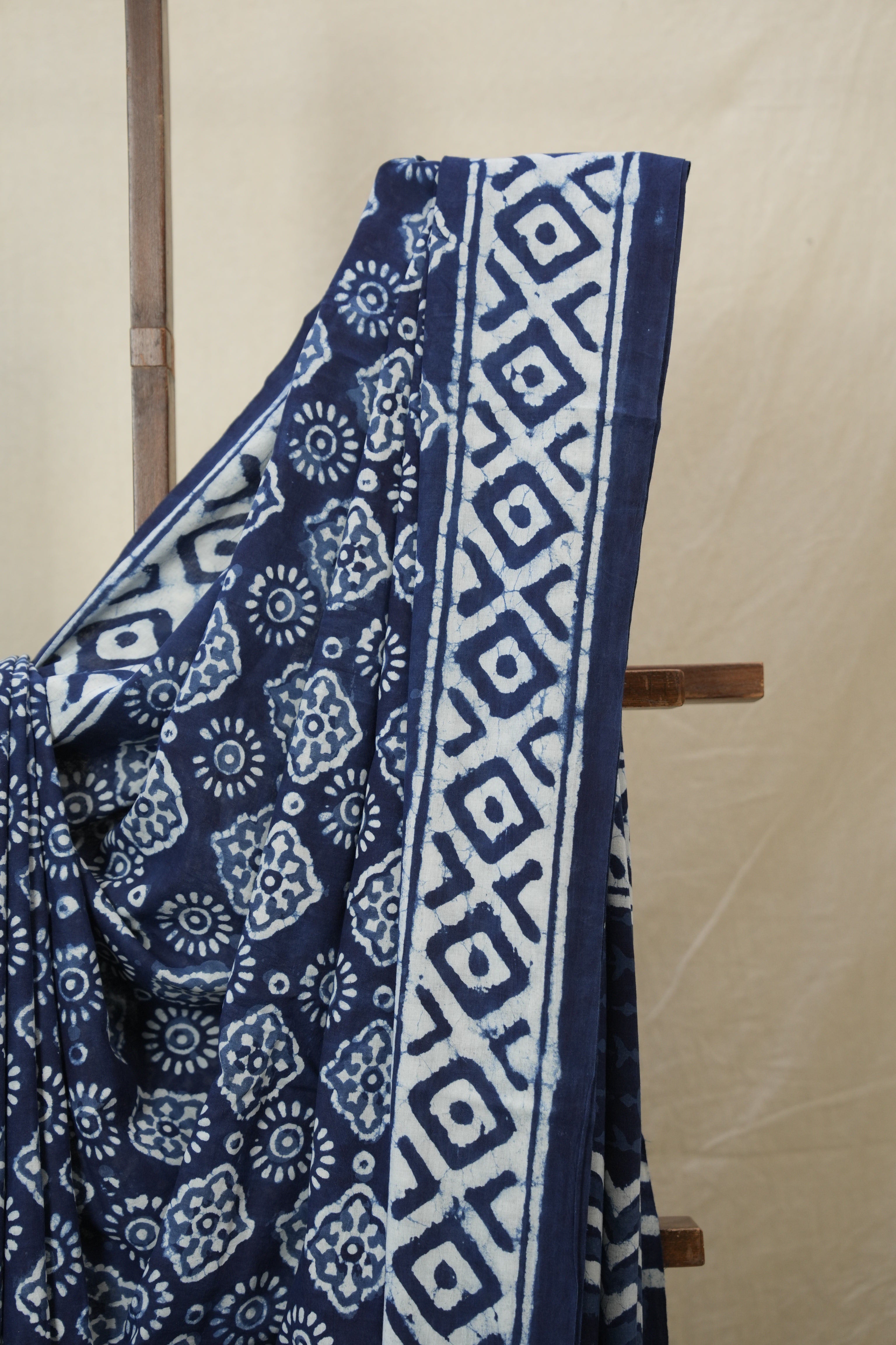 Indigo HBP Cotton Saree - SRICS3221