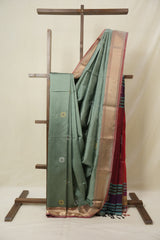 Sage Green Mulberry Silk Saree - SRSGMSS12