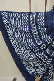 Indigo HBP Cotton Saree - SRICS3221