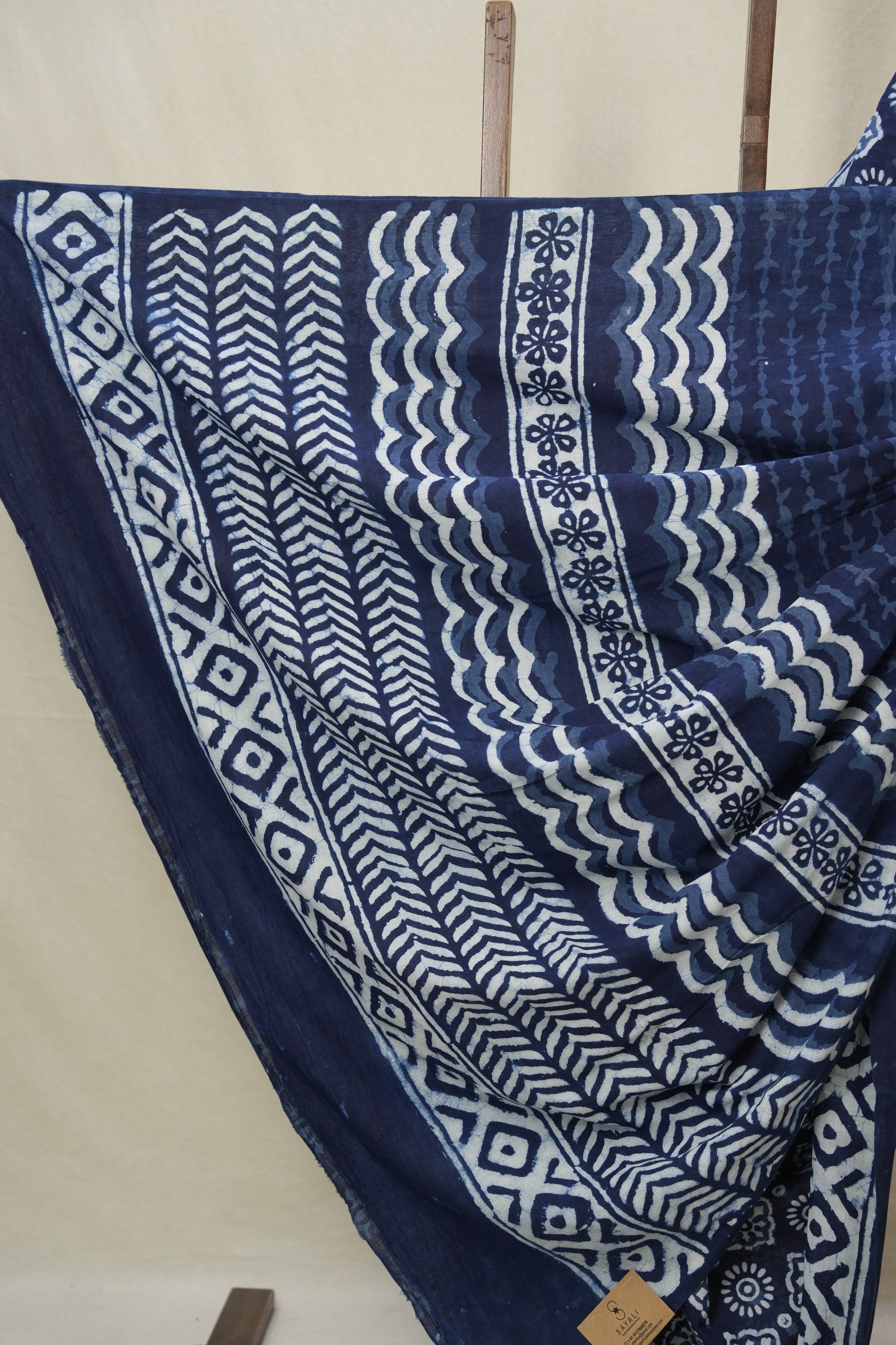Indigo HBP Cotton Saree - SRICS3221