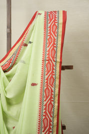 Pista Green Bengal Cotton Jamdani Saree - SRPGBCJS179