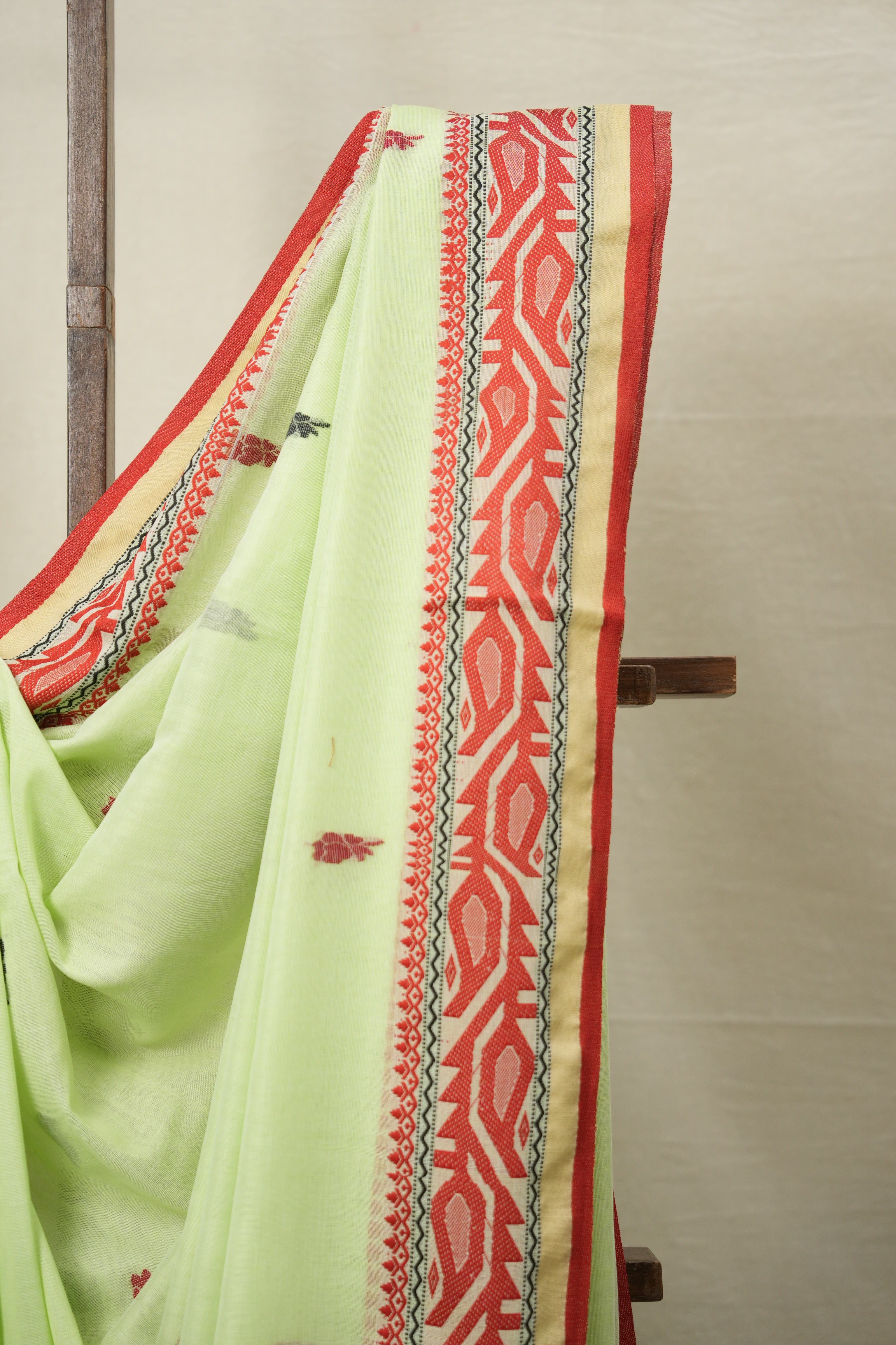 Pista Green Bengal Cotton Jamdani Saree - SRPGBCJS179