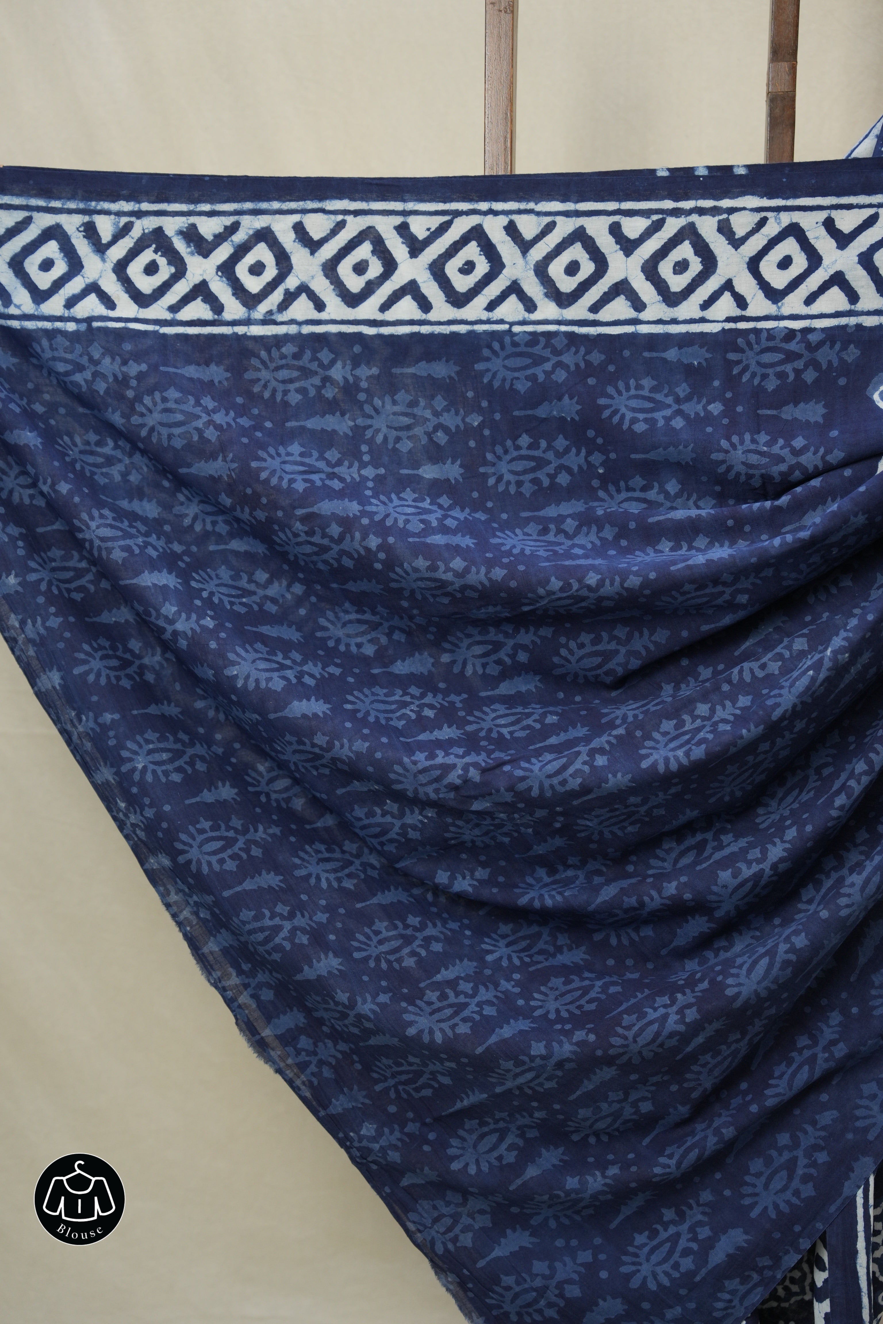 Indigo HBP Cotton Saree - SRICS3221