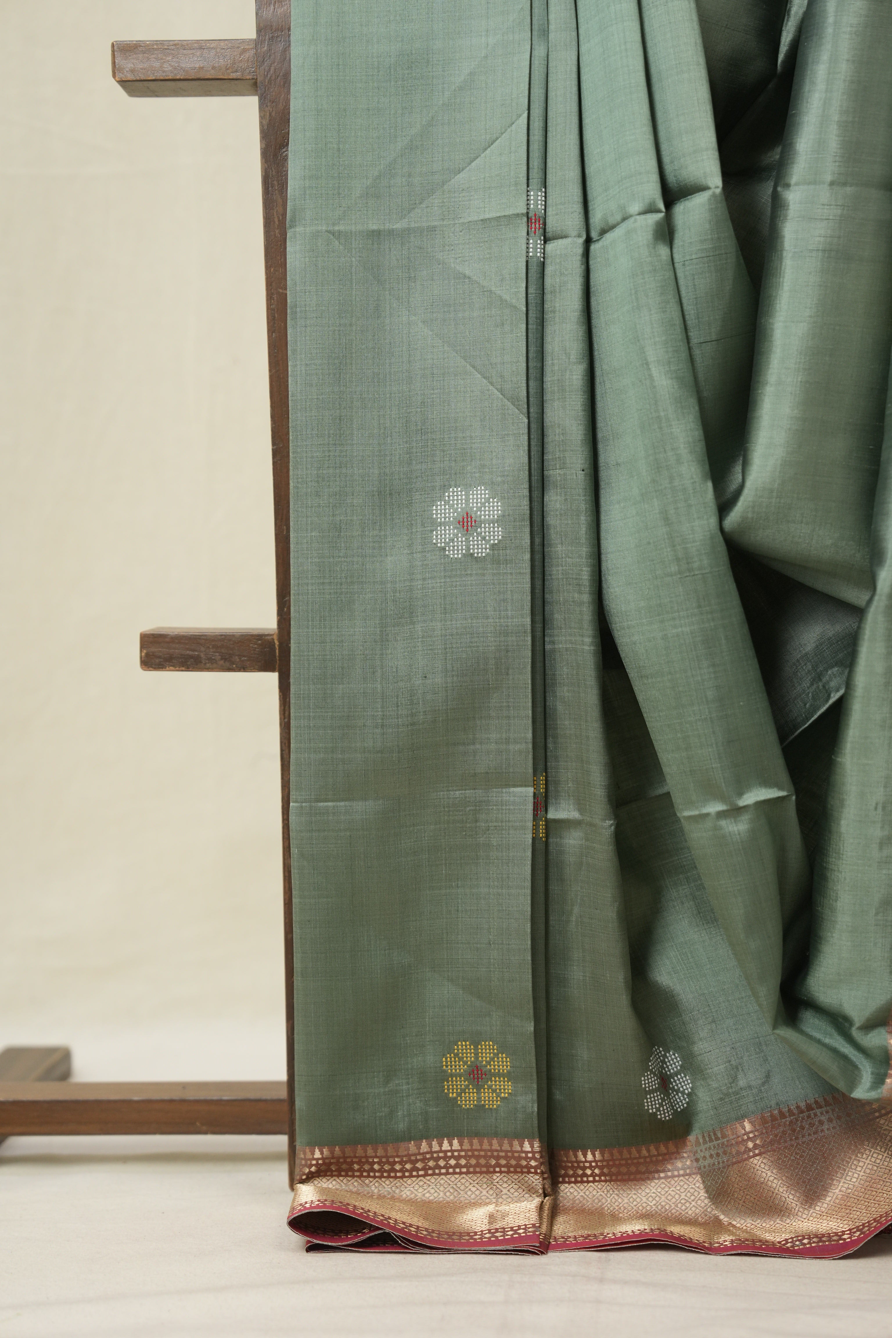 Sage Green Mulberry Silk Saree - SRSGMSS12