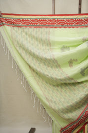 Pista Green Bengal Cotton Jamdani Saree - SRPGBCJS179