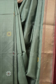 Sage Green Mulberry Silk Saree - SRSGMSS12