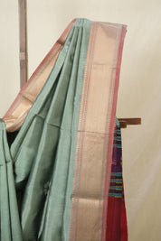 Sage Green Mulberry Silk Saree - SRSGMSS12