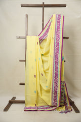Butter Yellow Bengal Cotton Jamdani Saree - SRBYBCJS178
