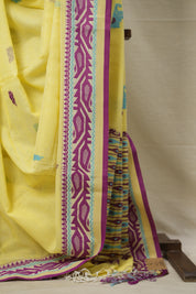 Butter Yellow Bengal Cotton Jamdani Saree - SRBYBCJS178
