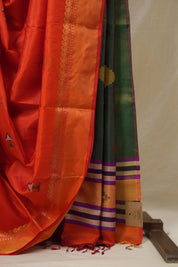 Orange Mulberry Silk Saree - SROMSS15