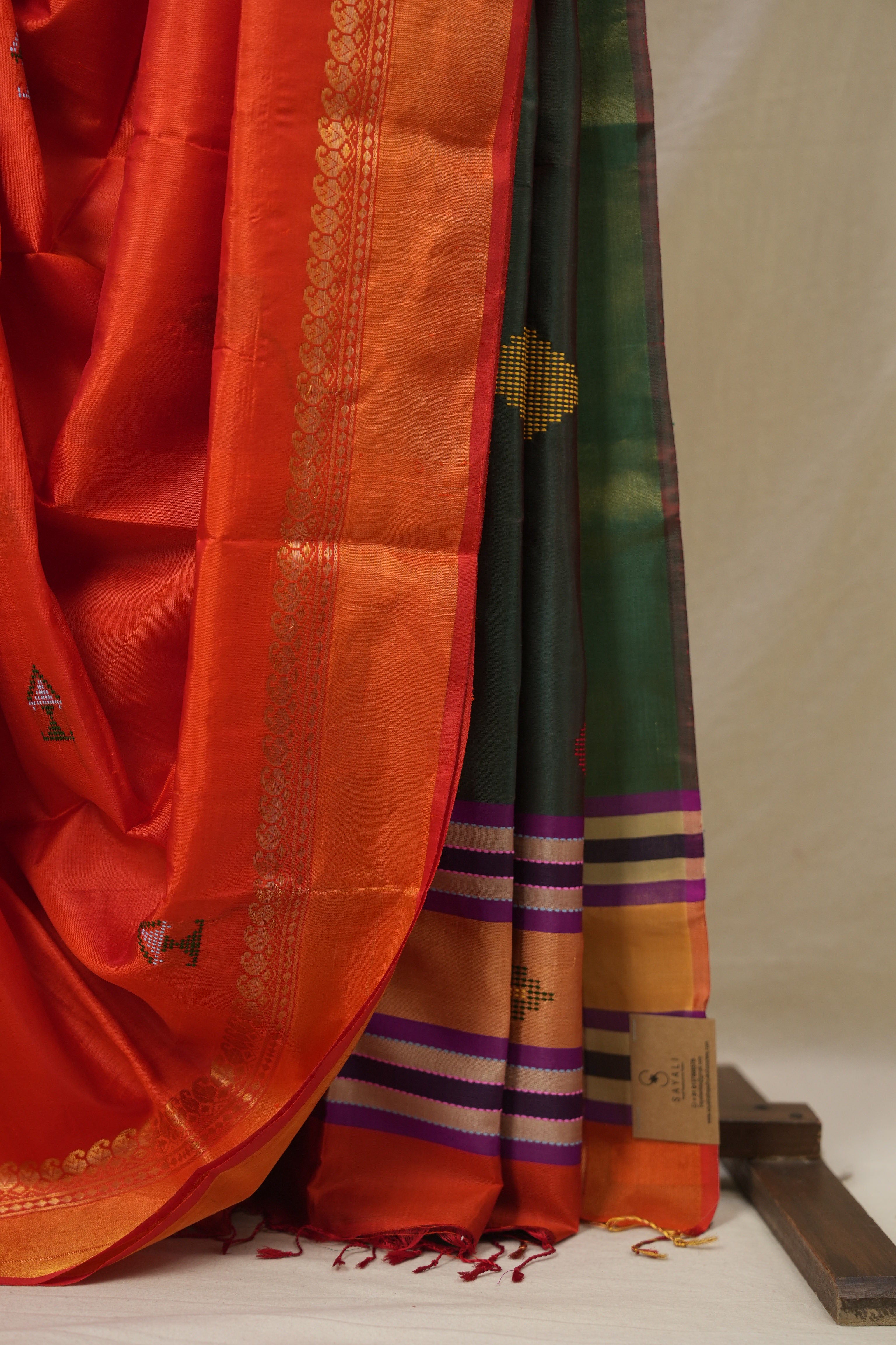 Orange Mulberry Silk Saree - SROMSS15