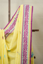 Butter Yellow Bengal Cotton Jamdani Saree - SRBYBCJS178