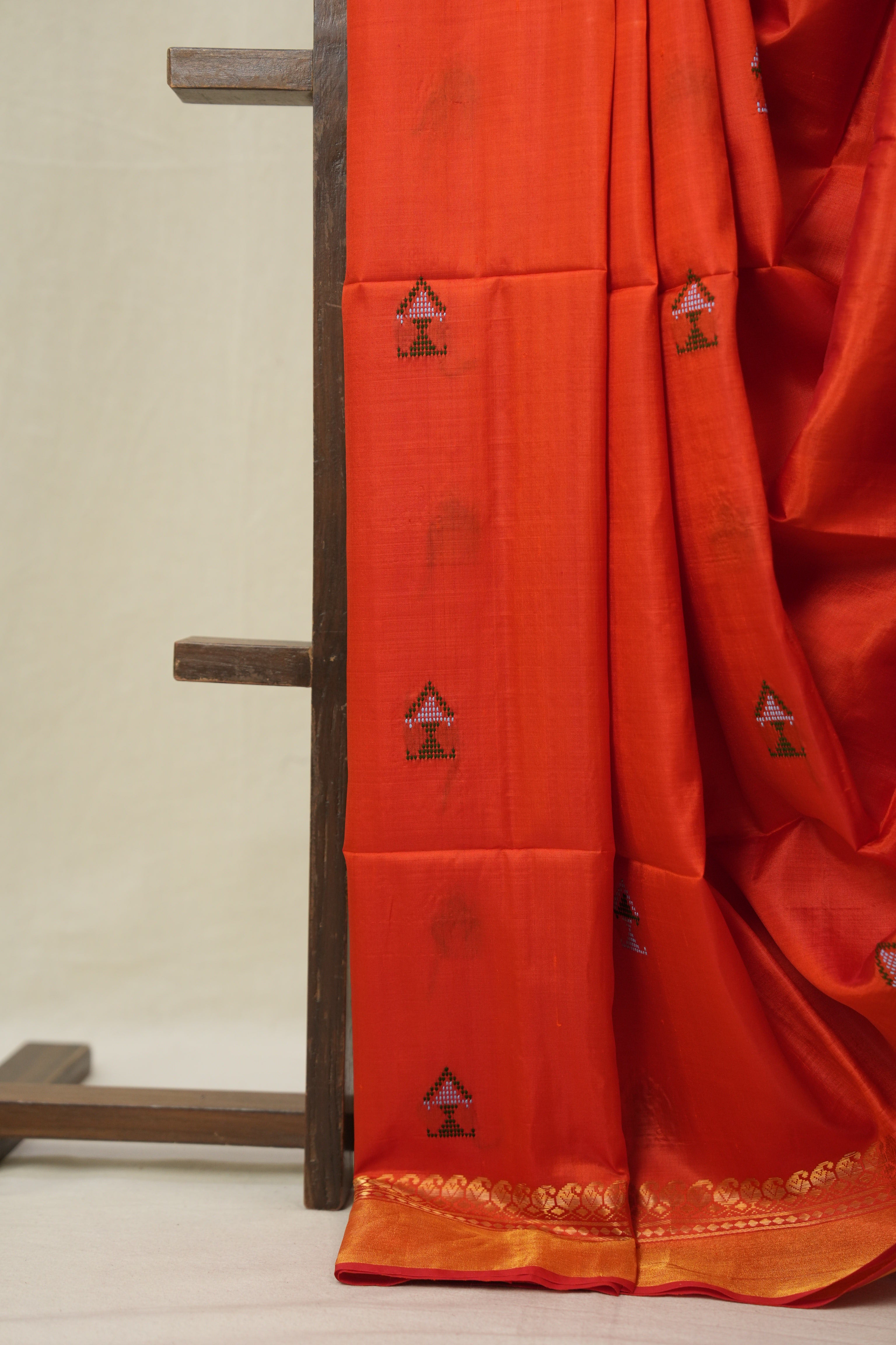 Orange Mulberry Silk Saree - SROMSS15