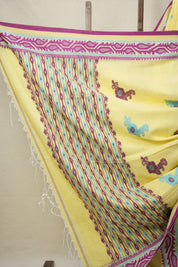 Butter Yellow Bengal Cotton Jamdani Saree - SRBYBCJS178