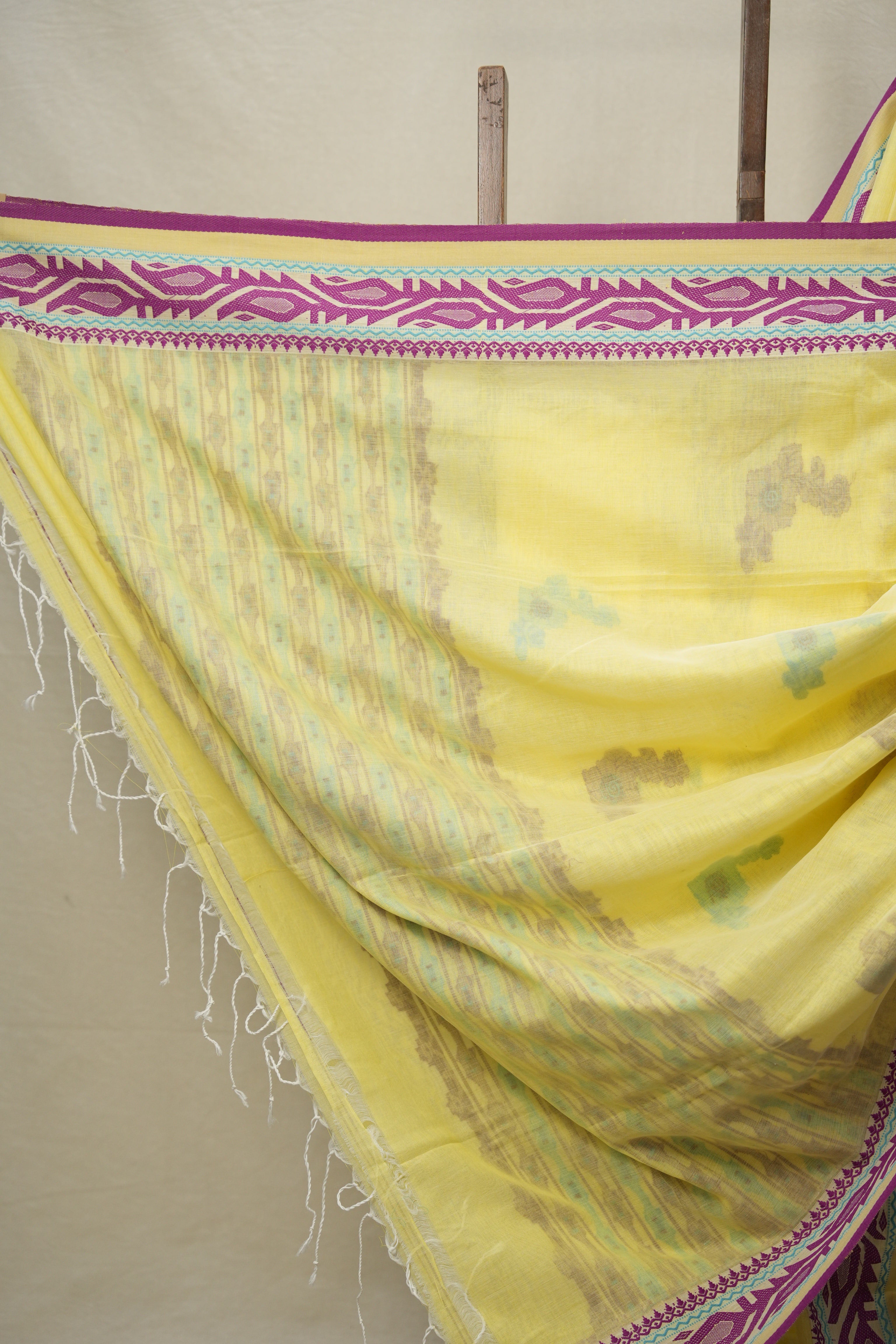 Butter Yellow Bengal Cotton Jamdani Saree - SRBYBCJS178