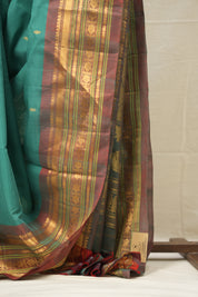 Rama Green Gadwal Cotton Silk Saree - SRRGCSS170