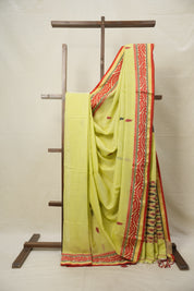 Yellow Bengal Cotton Jamdani Saree - SRYBCJS177