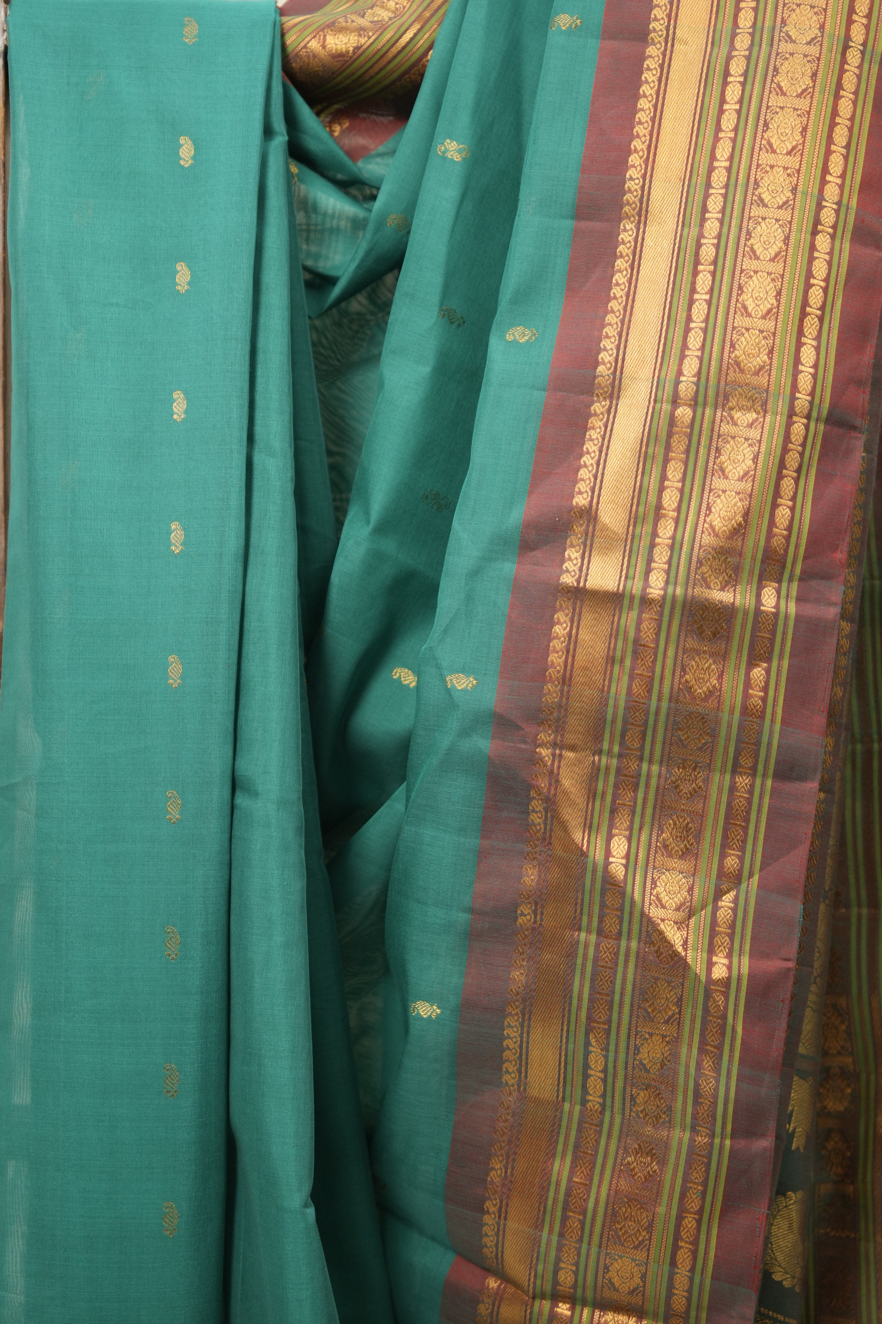 Rama Green Gadwal Cotton Silk Saree - SRRGCSS170