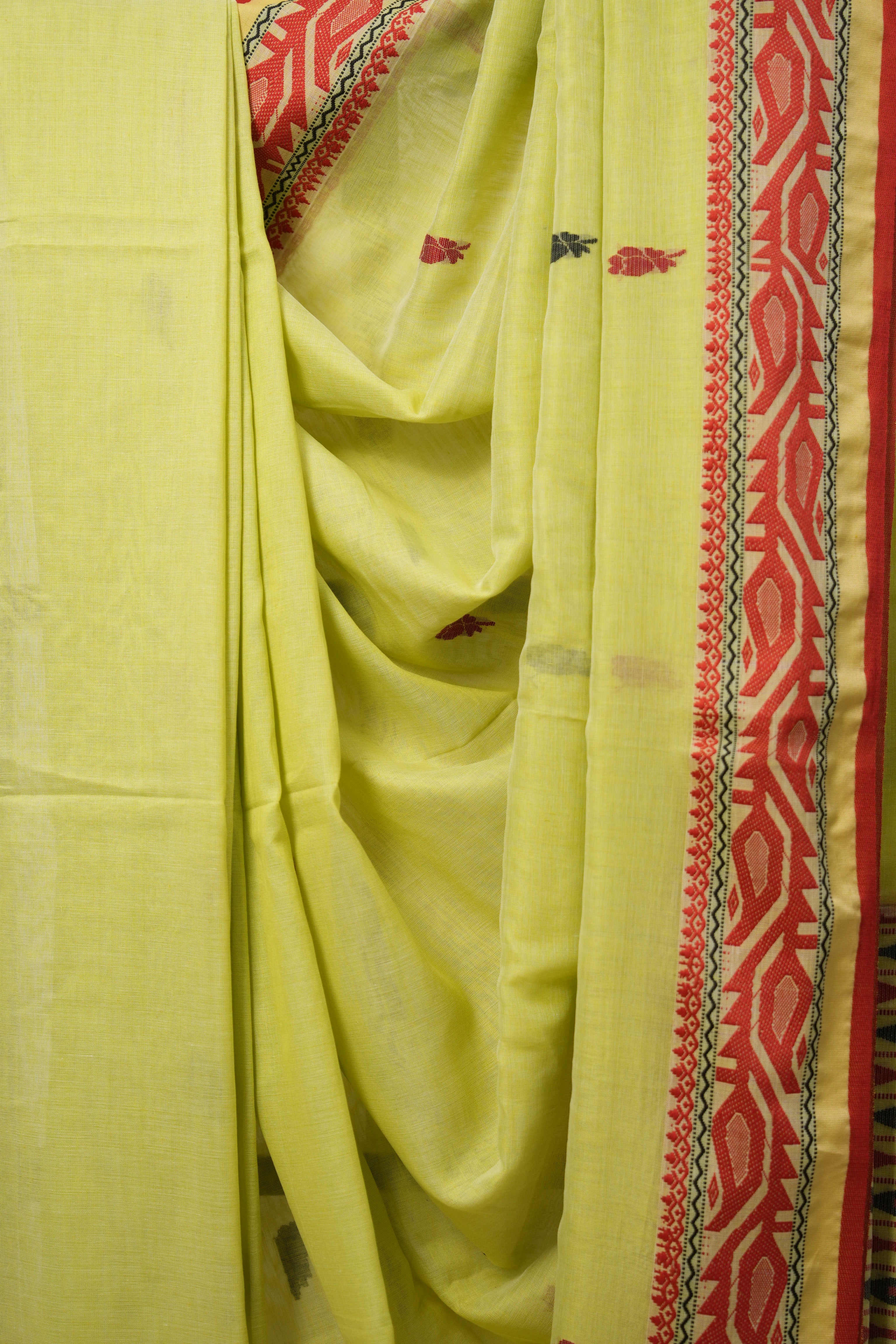 Yellow Bengal Cotton Jamdani Saree - SRYBCJS177