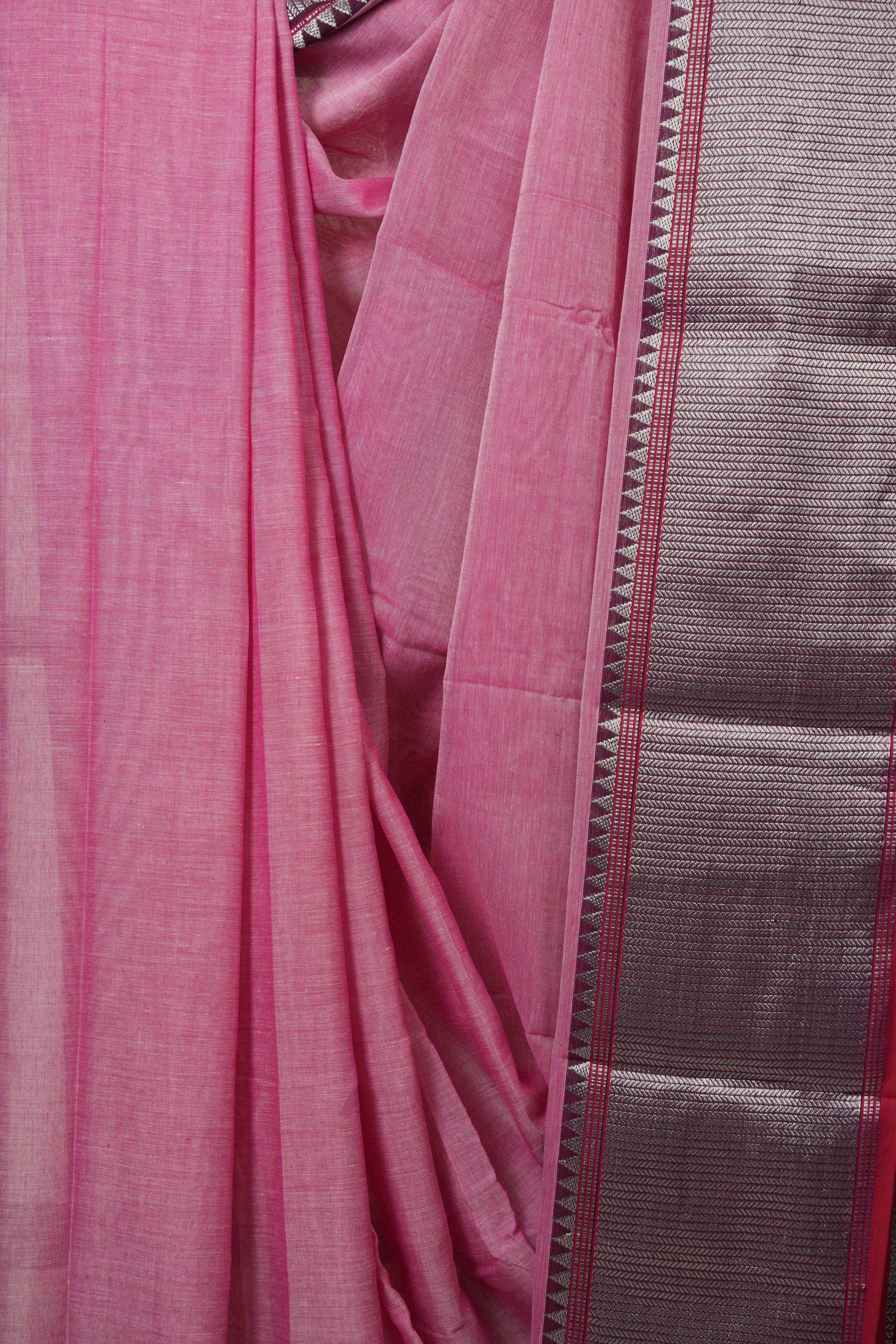 Pink Narayan Peth Cotton Saree - SRPNPCS45