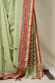 Pista Bengal Cotton Jamdani Saree - SRPBCJS186