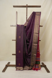 Wine Mulberry Silk Saree - SRWMSS13
