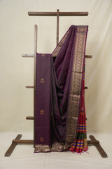 Wine Mulberry Silk Saree - SRWMSS13