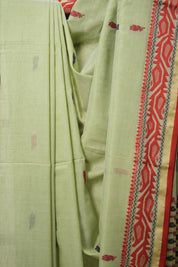 Pista Bengal Cotton Jamdani Saree - SRPBCJS186