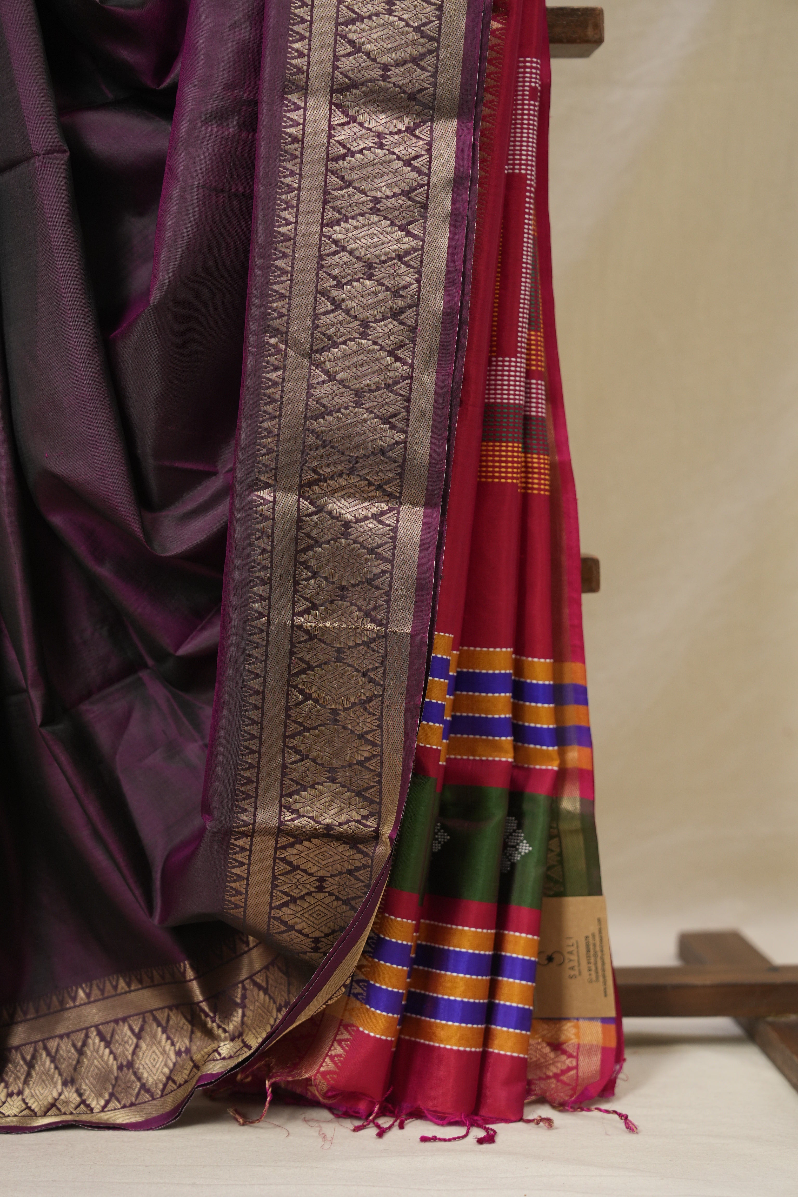 Wine Mulberry Silk Saree - SRWMSS13