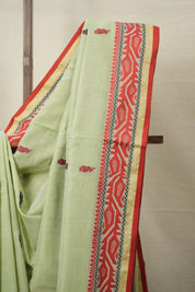 Pista Bengal Cotton Jamdani Saree - SRPBCJS186