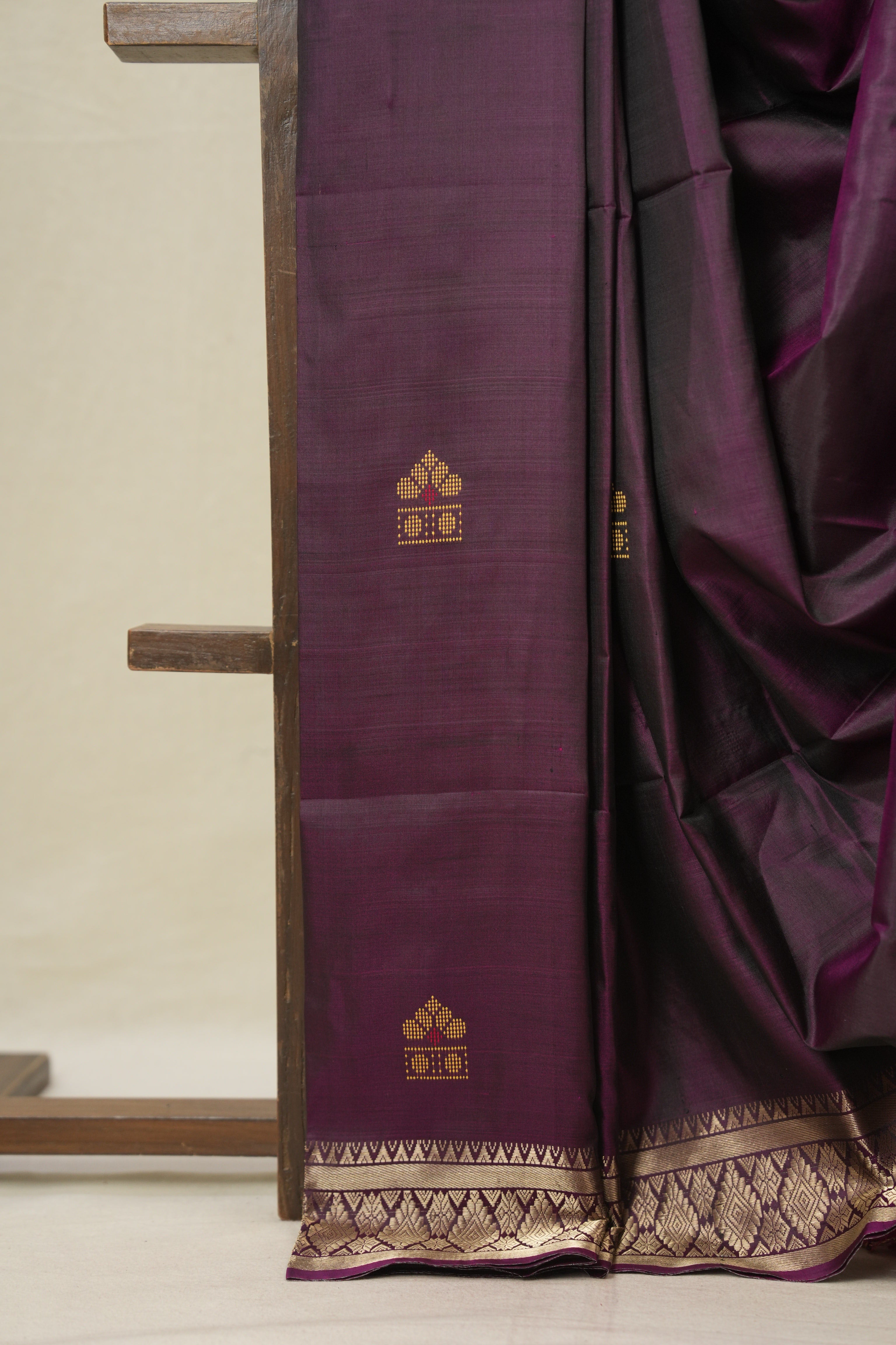 Wine Mulberry Silk Saree - SRWMSS13