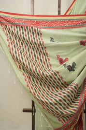 Pista Bengal Cotton Jamdani Saree - SRPBCJS186