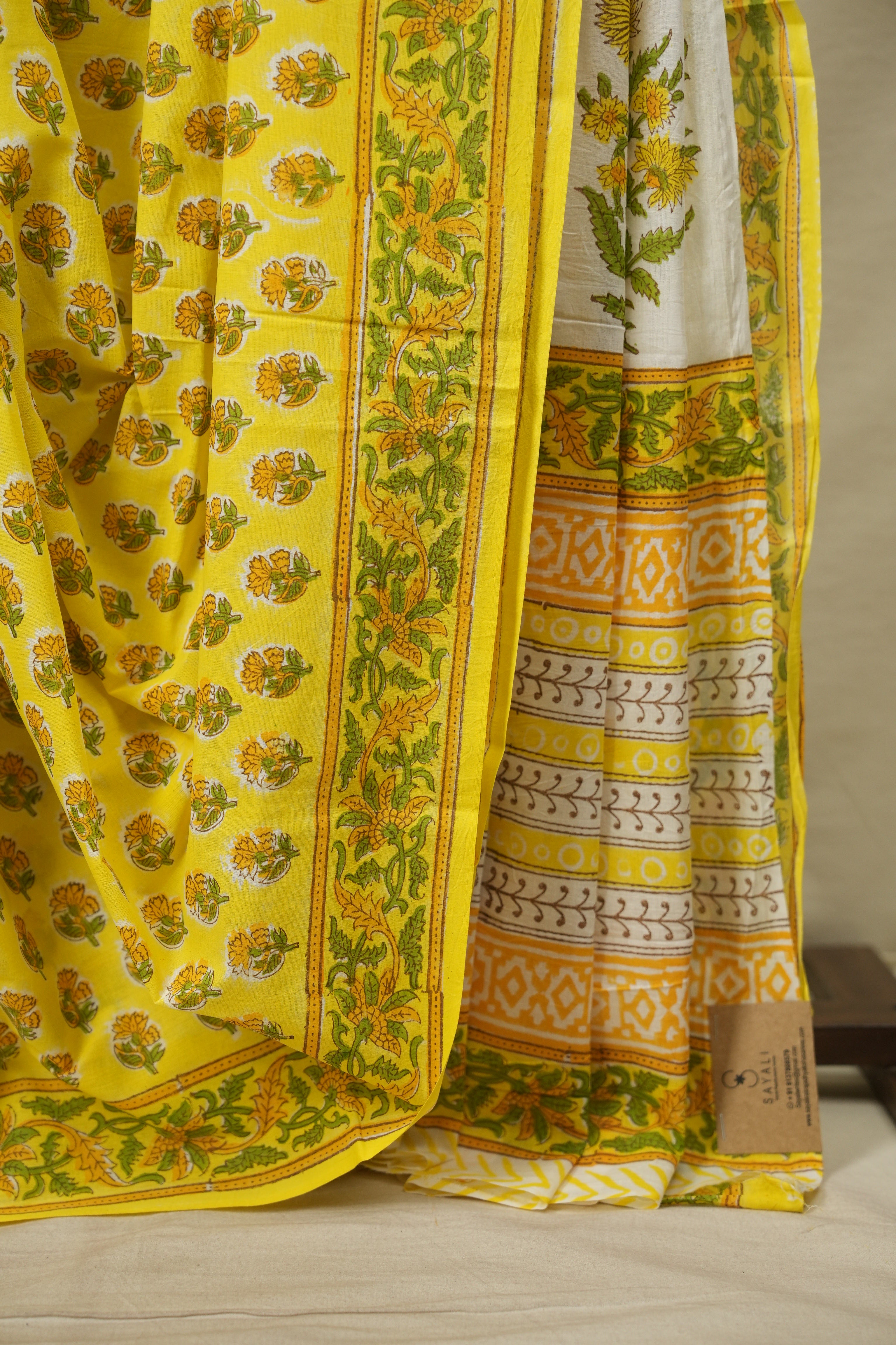 Yellow HBP Cotton Saree - SRYCS3721