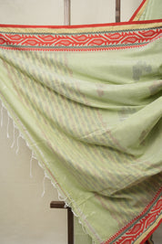 Pista Bengal Cotton Jamdani Saree - SRPBCJS186