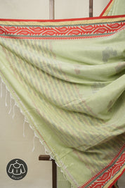 Pista Bengal Cotton Jamdani Saree - SRPBCJS186