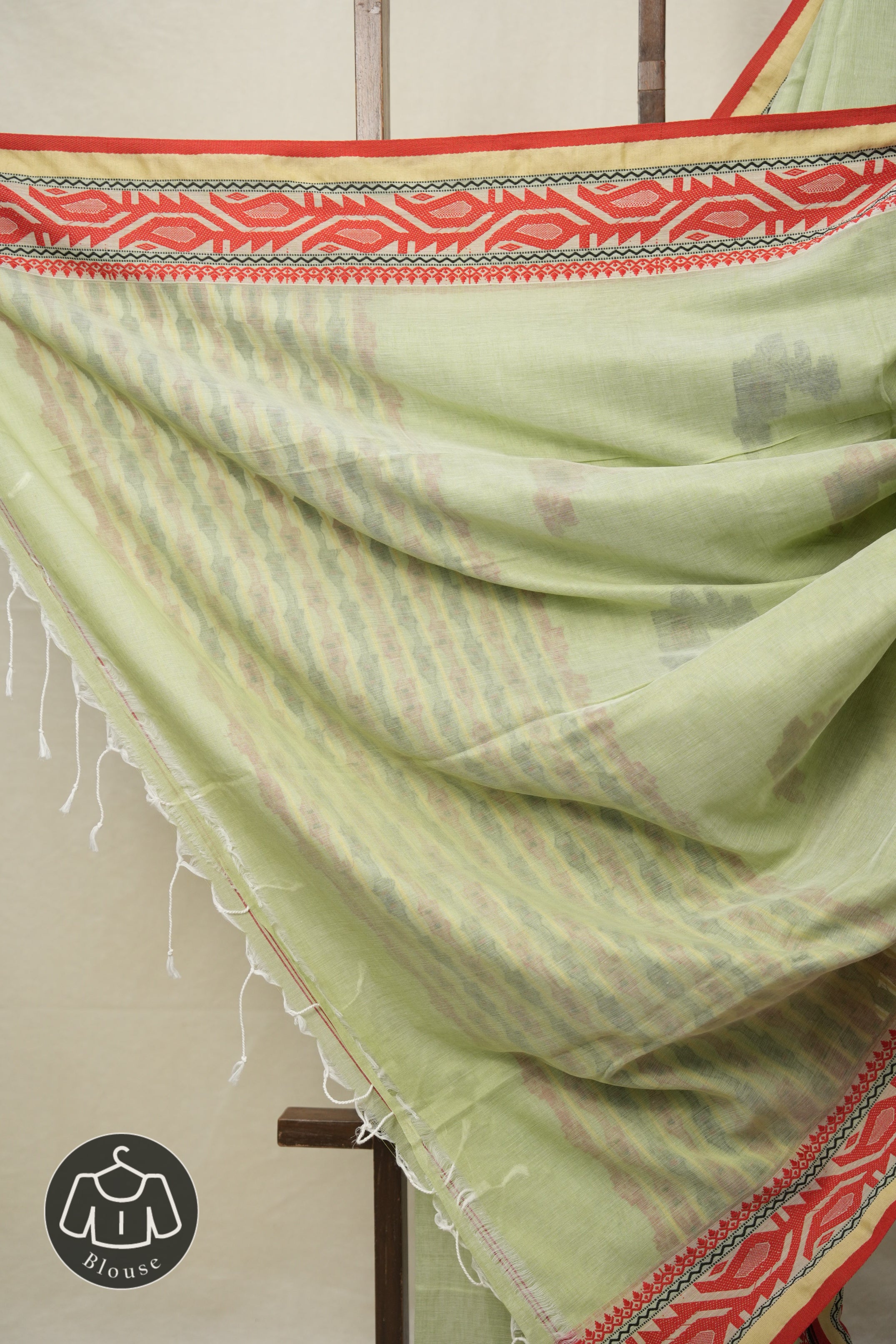 Pista Bengal Cotton Jamdani Saree - SRPBCJS186