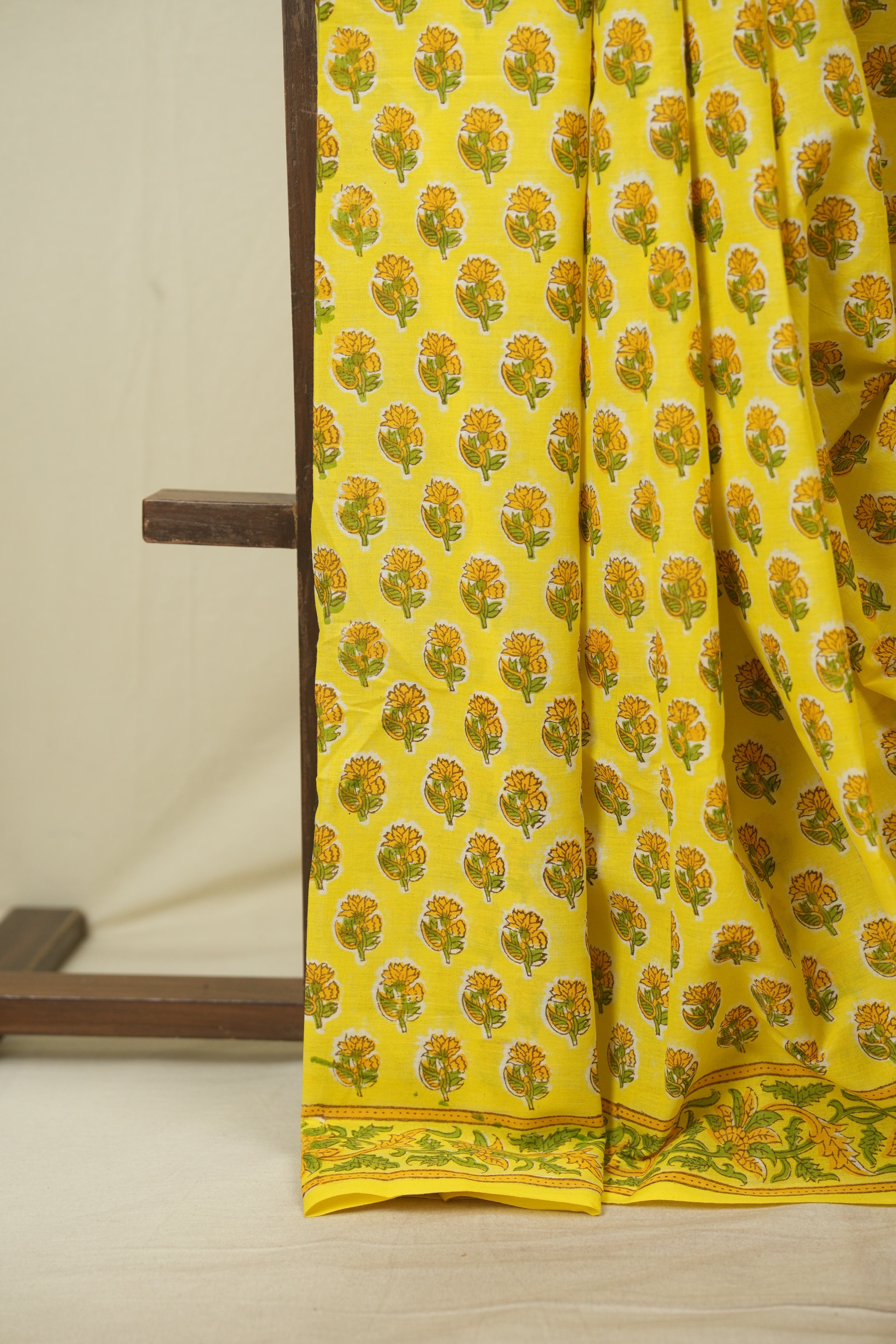 Yellow HBP Cotton Saree - SRYCS3721