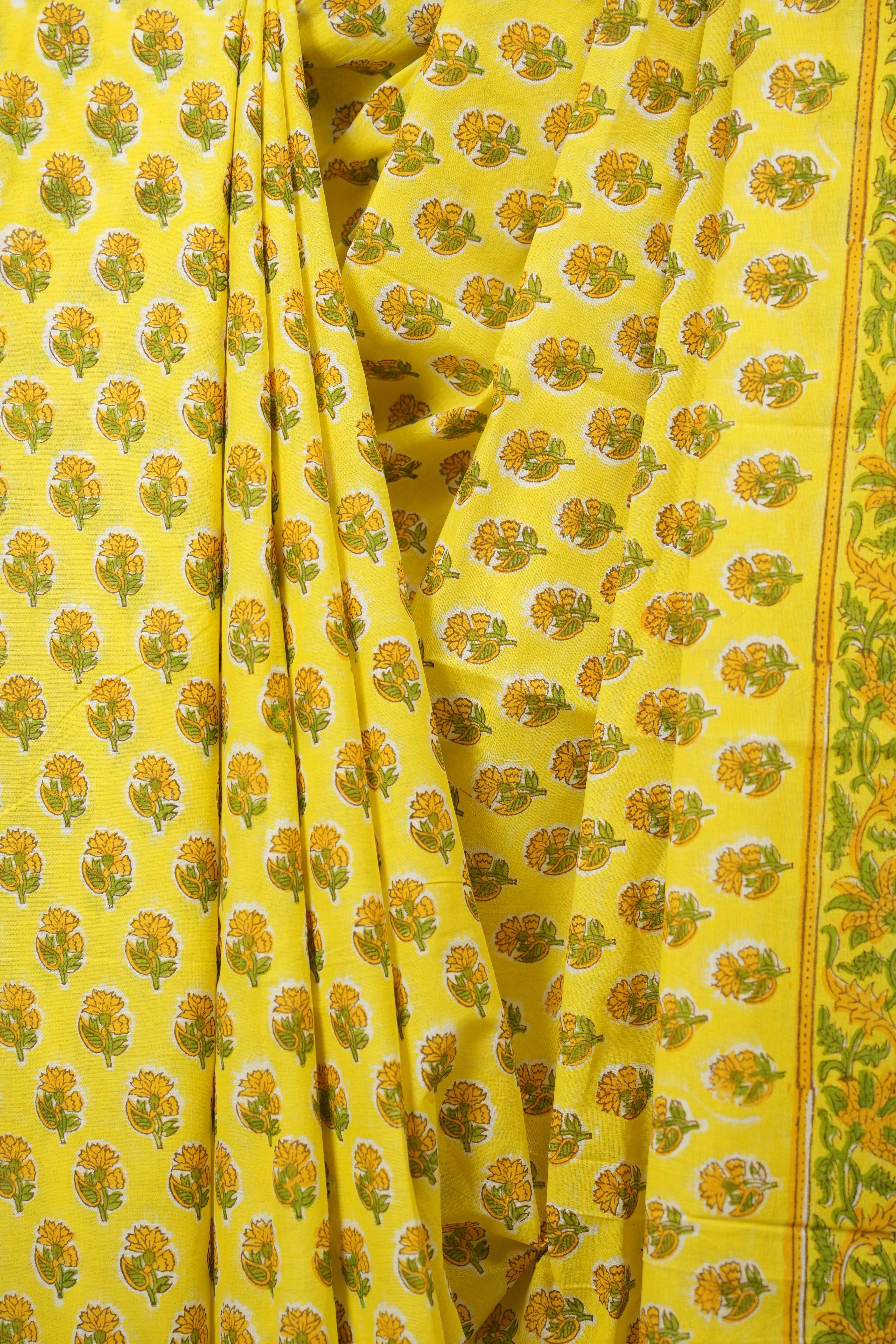 Yellow HBP Cotton Saree - SRYCS3721