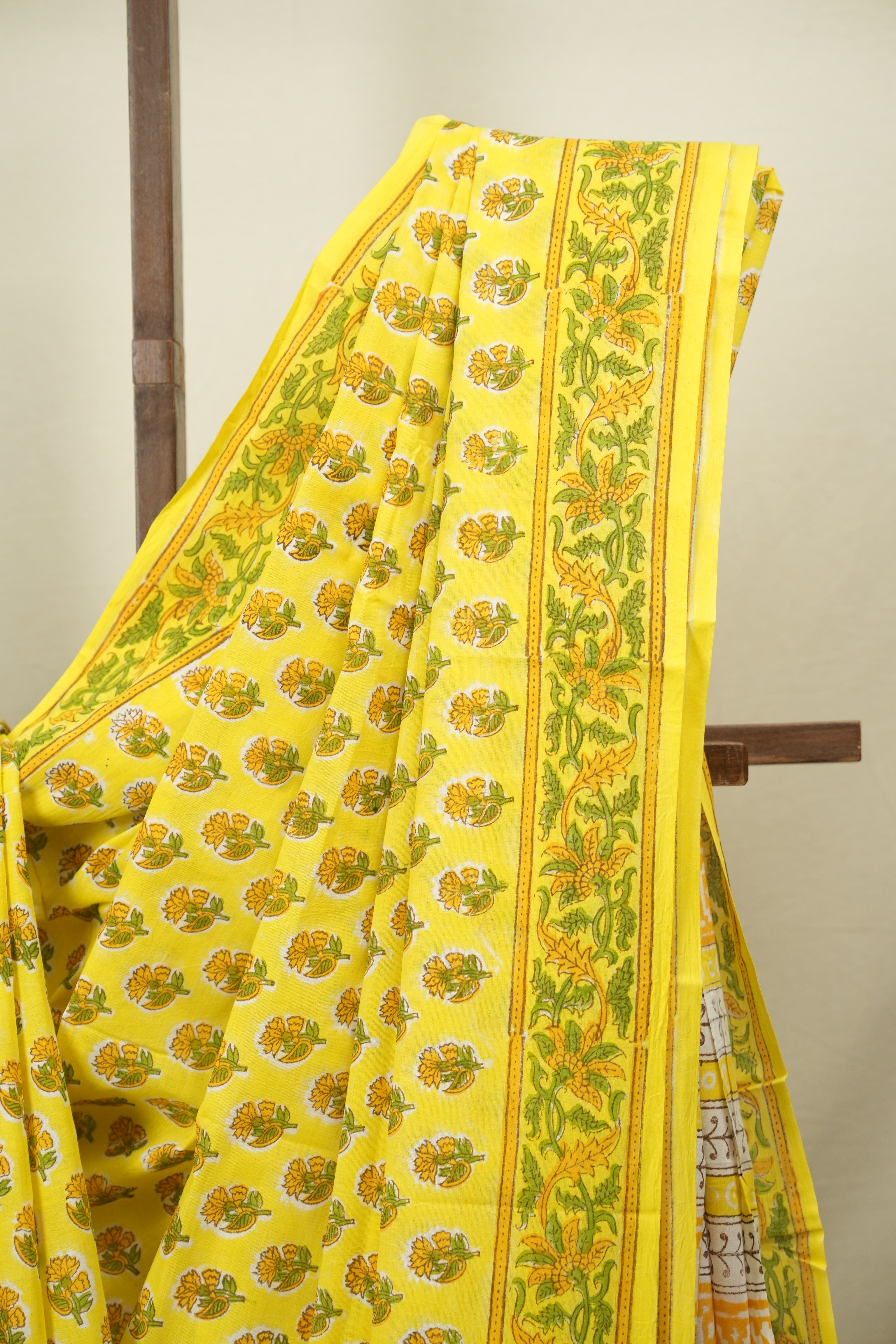 Yellow HBP Cotton Saree - SRYCS3721